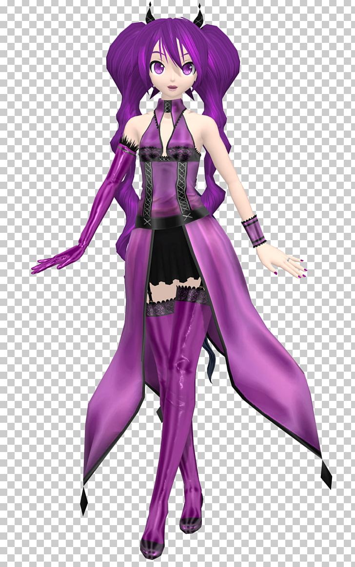 Hatsune Miku MikuMikuDance Purple Violet PNG, Clipart, Action Figure, Anime, Costume, Costume Design, Deviantart Free PNG Download