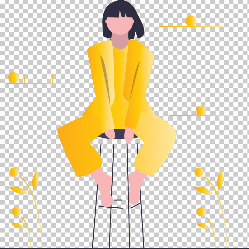 Modern Girl PNG, Clipart, Black Hair, Cartoon, Modern Girl, Style, Yellow Free PNG Download