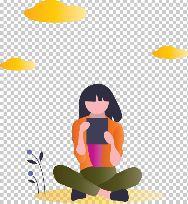 Reading Girl PNG, Clipart, Cartoon, Meditation, Orange, Physical Fitness, Reading Girl Free PNG Download