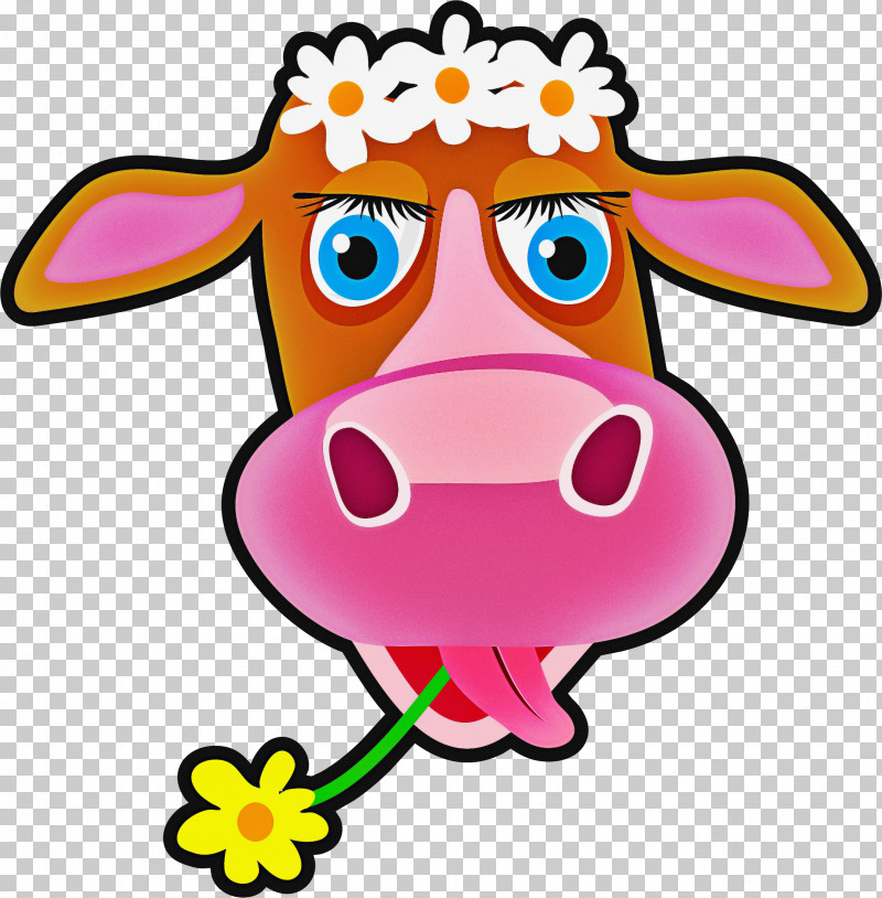 Cartoon Pink Nose Snout Smile PNG, Clipart, Bovine, Cartoon, Nose, Pink, Pleased Free PNG Download