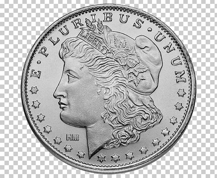 Morgan Dollar Silver Bullion Coin United States Of America PNG, Clipart, American Gold Eagle, Black And White, Bullion, Bullion Coin, Cash Free PNG Download