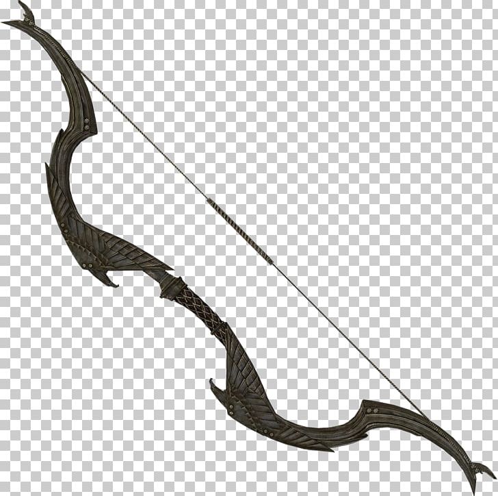The Elder Scrolls V: Skyrim Elven Weapon Bow PNG, Clipart, Archery, Black And White, Bow, Bow And Arrow, Cold Weapon Free PNG Download