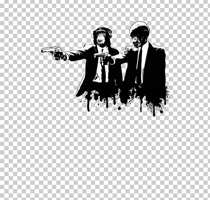 Jules Winnfield Mia Wallace Vincent Vega T-shirt Poster PNG, Clipart, Ape, Art, Black And White, Brand, Chimpanzee Free PNG Download
