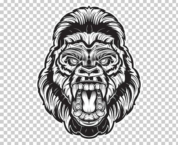 Gorilla Drawing PNG, Clipart, Animals, Art, Big Cats, Black, Black And White Free PNG Download