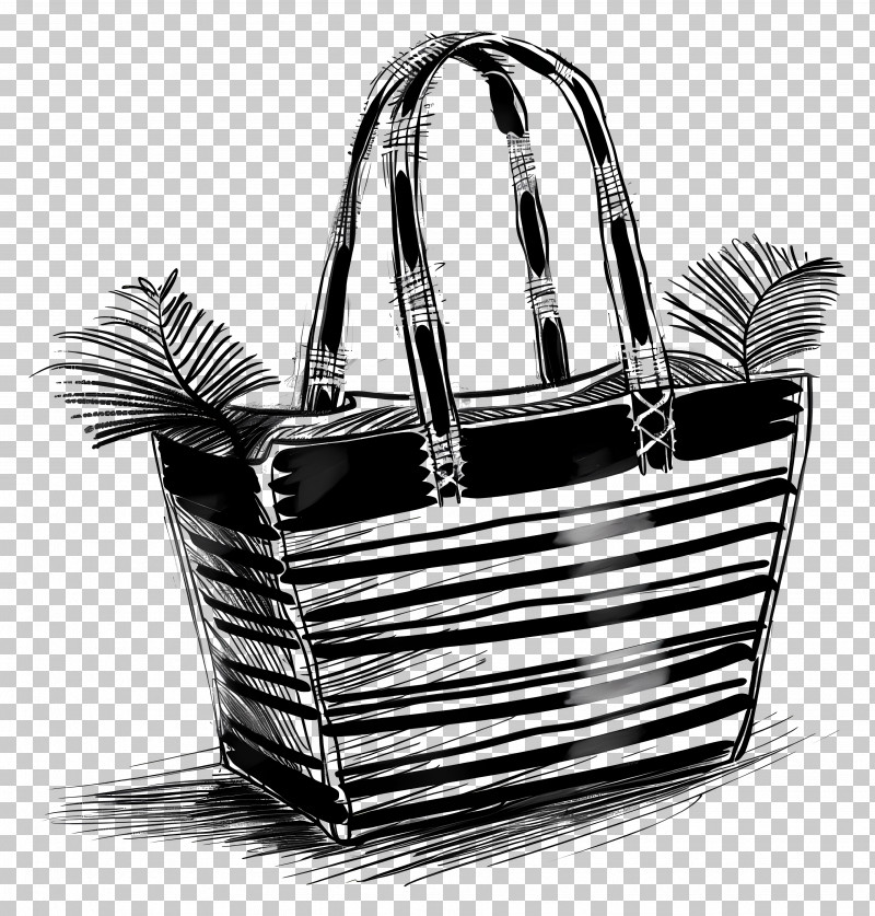 Beach Bag - Hand-Drawn Black And White Shopping Bag Illustration PNG