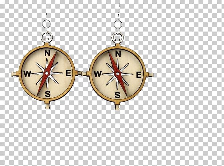 Earring Locket Laser Cutting Compass PNG, Clipart, Brass, Charms Pendants, Clock, Clothing, Compass Free PNG Download