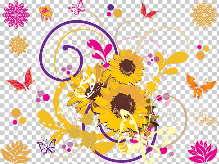 Common Sunflower Visual Arts Floral Design Illustration PNG, Clipart, Abstract Art, Art, Chrysanths, Circ, Creative Flower Free PNG Download