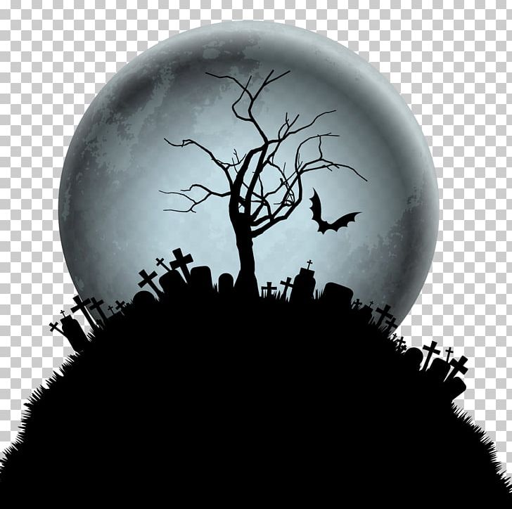 Desktop Halloween PNG, Clipart, Black And White, Cemetery, Computer Wallpaper, Desktop Wallpaper, Full Moon Free PNG Download