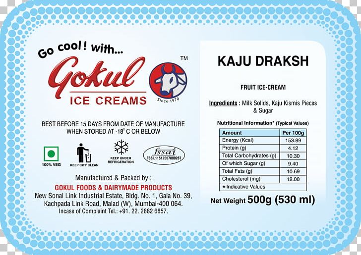 Gokul Ice Creams Milk Nutrition Facts Label Food PNG, Clipart, Amul, Area, Brand, Flavor, Food Free PNG Download