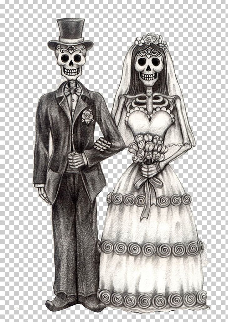 Calavera Day Of The Dead Bridegroom Drawing PNG, Clipart, Black, Black And White, Bride And Groom, Brides, Bride Vector Free PNG Download