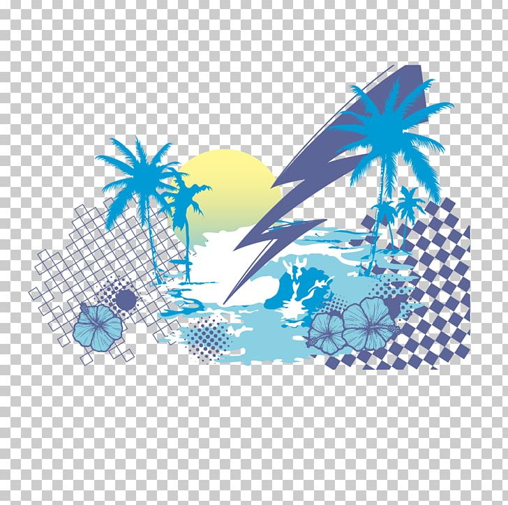 T-shirt Coconut Tree Euclidean PNG, Clipart, Aqua, Blue Background, Blue Coconut Tree, Blue Flower, Boxer Shorts Free PNG Download