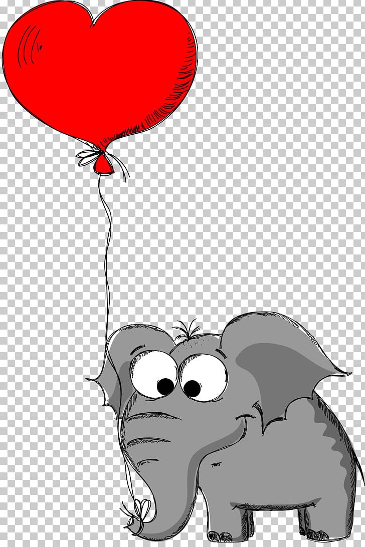 Valentine's Day Elephant Drawing Animal PNG, Clipart, Art, Balloon, Black And White, Cartoon, Child Free PNG Download