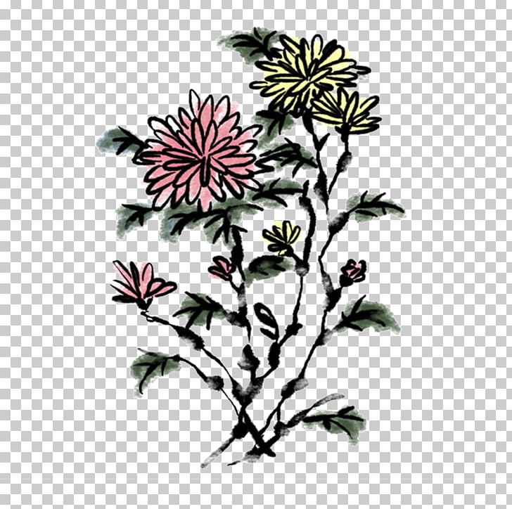Ink Wash Painting Chrysanthemum Four Gentlemen PNG, Clipart, Branch, Chrysanthemum Chrysanthemum, Chrysanthemums, Dahlia, Flower Free PNG Download
