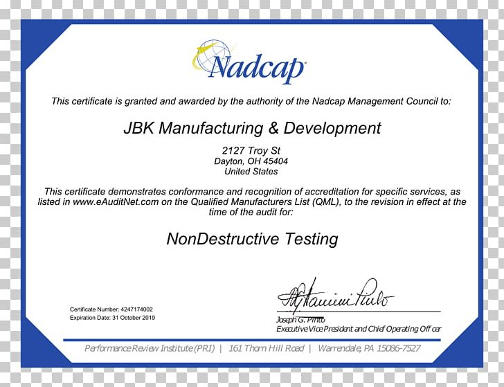 Nadcap Inspection Manufacturing Coordinate-measuring Machine Nondestructive Testing PNG, Clipart, Accreditation, Aerospace, As9100, Blue, Brand Free PNG Download