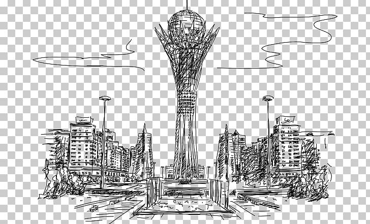 Baiterek Tower Coloring Book Drawing PNG, Clipart, Artwork, Astana, Baiterek Tower, Black And White, Coloring Book Free PNG Download