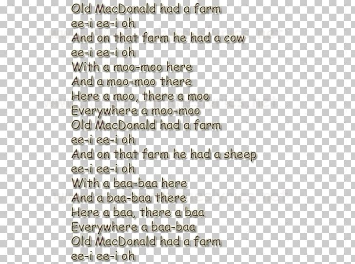 Old MacDonald Had A Farm Nursery Rhyme Lyrics Song PNG, Clipart,  Free PNG Download