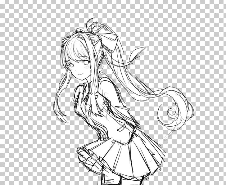 Doki Doki Literature Club! Drawing Wikia Game Sketch PNG, Clipart, Arm, Artwork, Black And White, Character, Coloring Book Free PNG Download