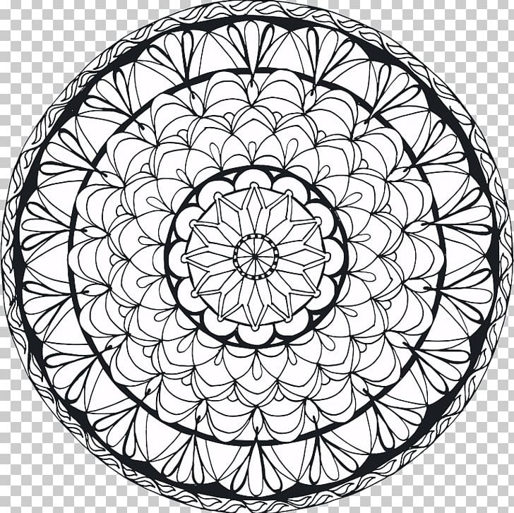 Mandala Drawing Symbol PNG, Clipart, Area, Bicycle Wheel, Black And White, Circle, Coloring Book Free PNG Download