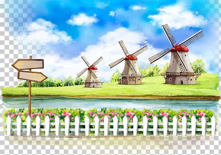 Windmill Cartoon Illustration PNG, Clipart, Adobe Illustrator, Cartoon, Creek, Encapsulated Postscript, Energy Free PNG Download