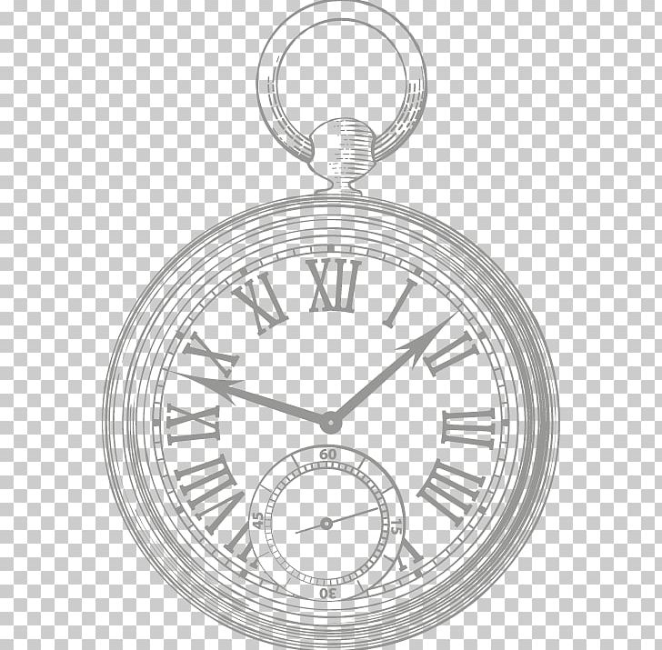 Pocket Watch Clock PNG, Clipart, Black And White, Body Jewelry, Circle, Clock, Drawing Free PNG Download