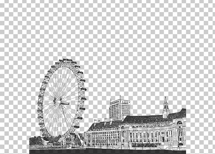 London Eye Westminster Bridge Big Ben Drawing PNG, Clipart, Arch, Architecture, Black, Black Hair, Black White Free PNG Download