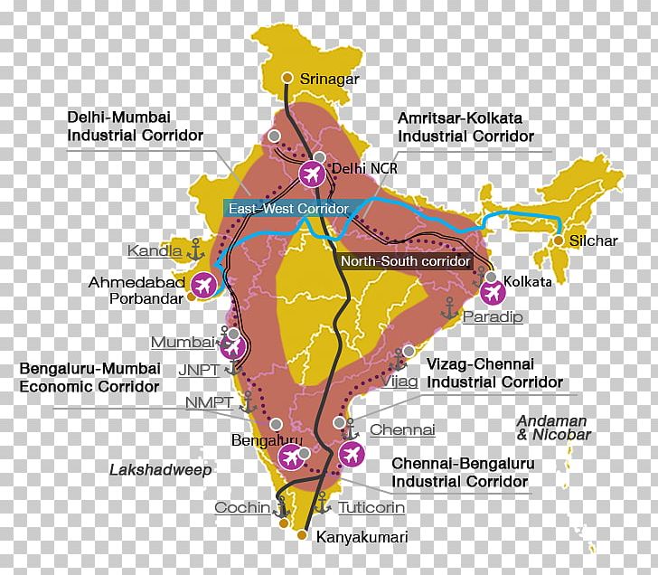 Government Of India North–South Transport Corridor Delhi–Mumbai Industrial Corridor Project Map PNG, Clipart, Area, Asia, Diagram, Ecoregion, Government Of India Free PNG Download