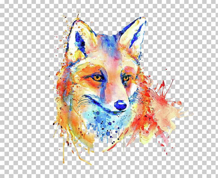 Red Fox Watercolor Painting T-shirt Canvas Print PNG, Clipart, Art, Canvas, Canvas Print, Carnivoran, Dog Like Mammal Free PNG Download