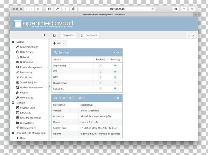 Computer Program OpenMediaVault Network Storage Systems Plug-in Raspberry Pi PNG, Clipart, Area, Armbian, Brand, Computer, Computer Configuration Free PNG Download