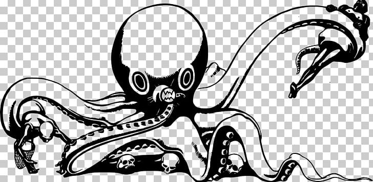 Octopus Sea Monster PNG, Clipart, Art, Artwork, Black And White, Cartoon, Drawing Free PNG Download