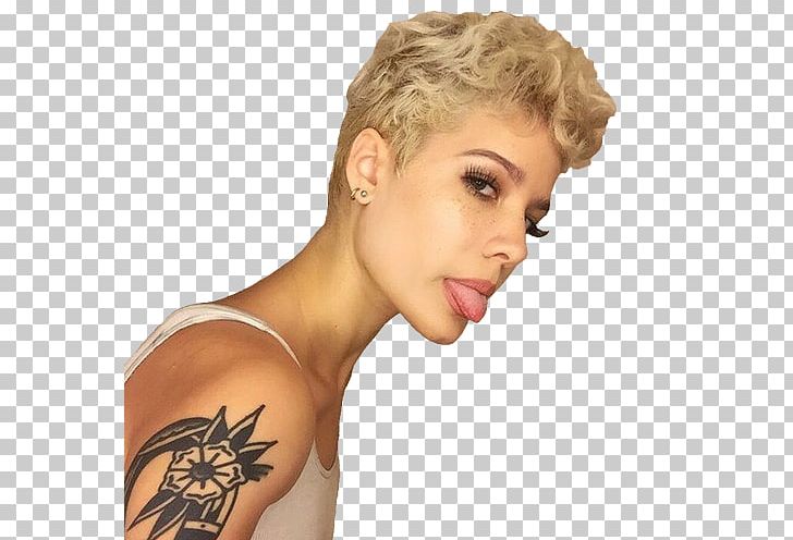 Halsey Pixie Cut Blond Blue Hair Hairstyle PNG, Clipart, Arm, Badlands, Bangs, Blond, Blue Hair Free PNG Download