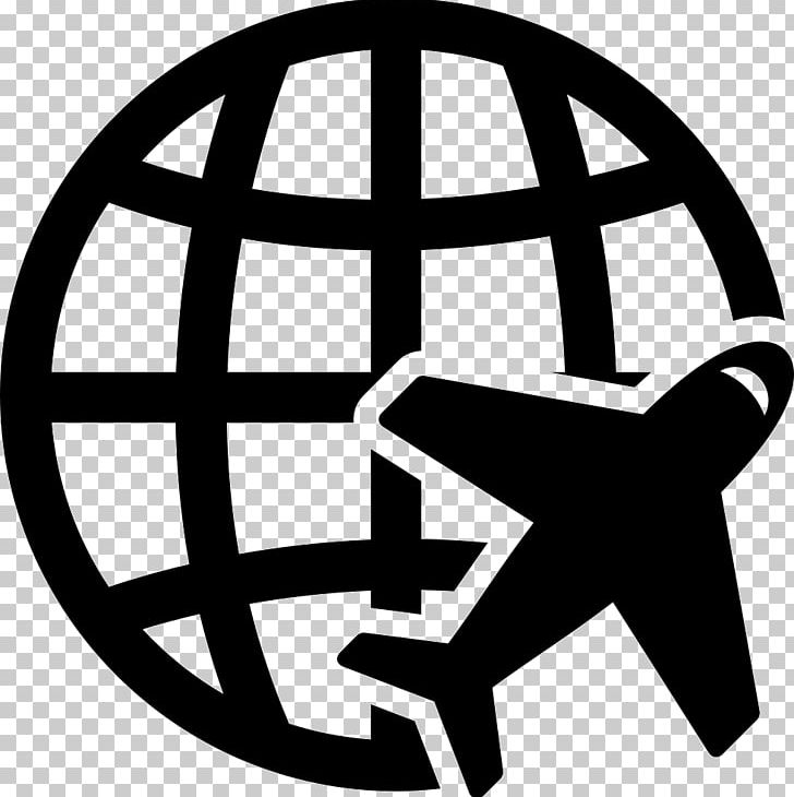 Computer Icons Airplane Globe PNG, Clipart, Airplane, Area, Black And White, Brand, Circle Free PNG Download