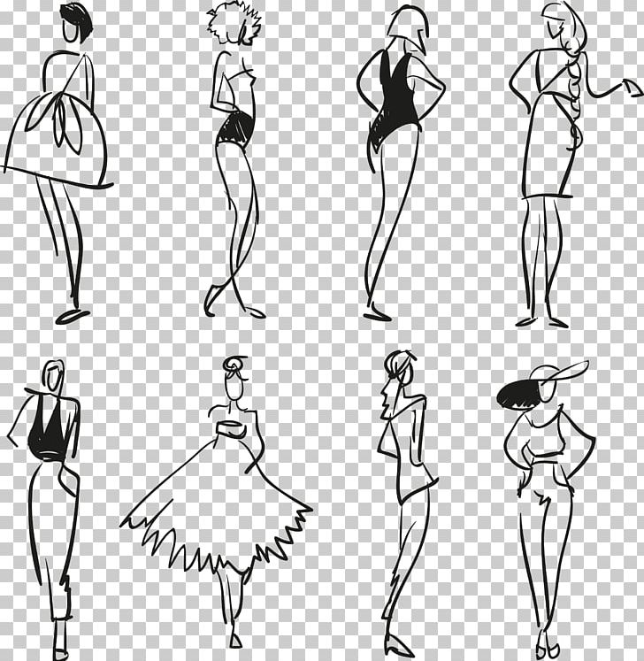 Fashion Illustration Drawing Model Sketch PNG, Clipart, Angle, Area, Arm, Black And White, Cartoon Free PNG Download