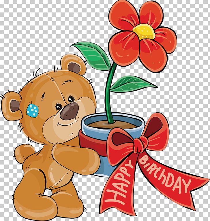 A Bear With A Flowerpot PNG, Clipart, Bear, Birthday, Birthday Cake, Birthday Card, Carnivoran Free PNG Download