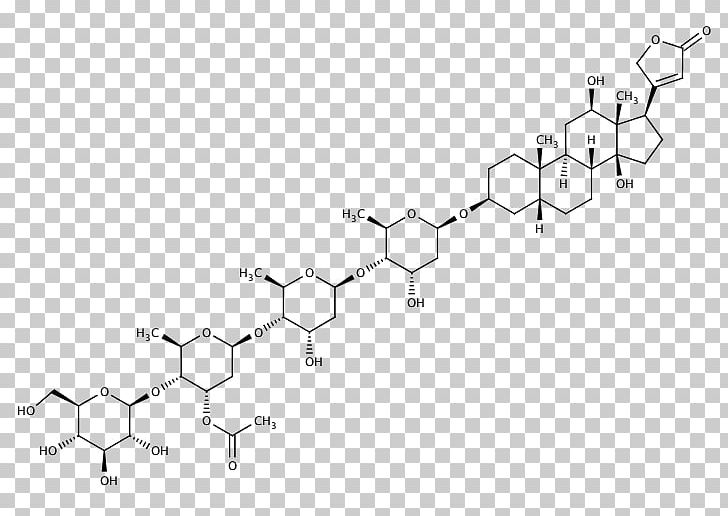 Lanatoside C Cardiac Glycoside Deslanoside Heart Failure Cardenolide PNG, Clipart, Angle, Area, Auto Part, Beta, Black And White Free PNG Download