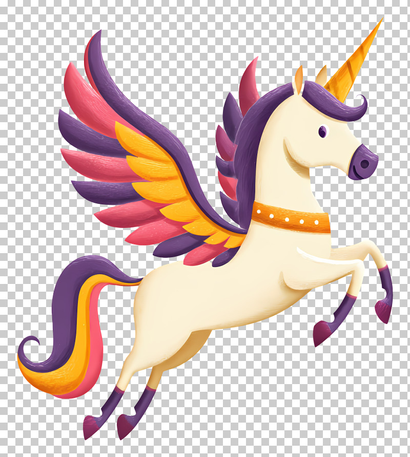 Flying Unicorn - Colorful Unicorn With Wings And Horn PNG