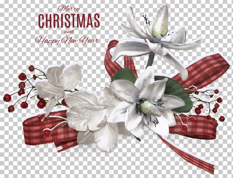Merry Christmas Happy New Year PNG, Clipart, Christmas Day, Cut Flowers, Floral Design, Flower, Garland Free PNG Download