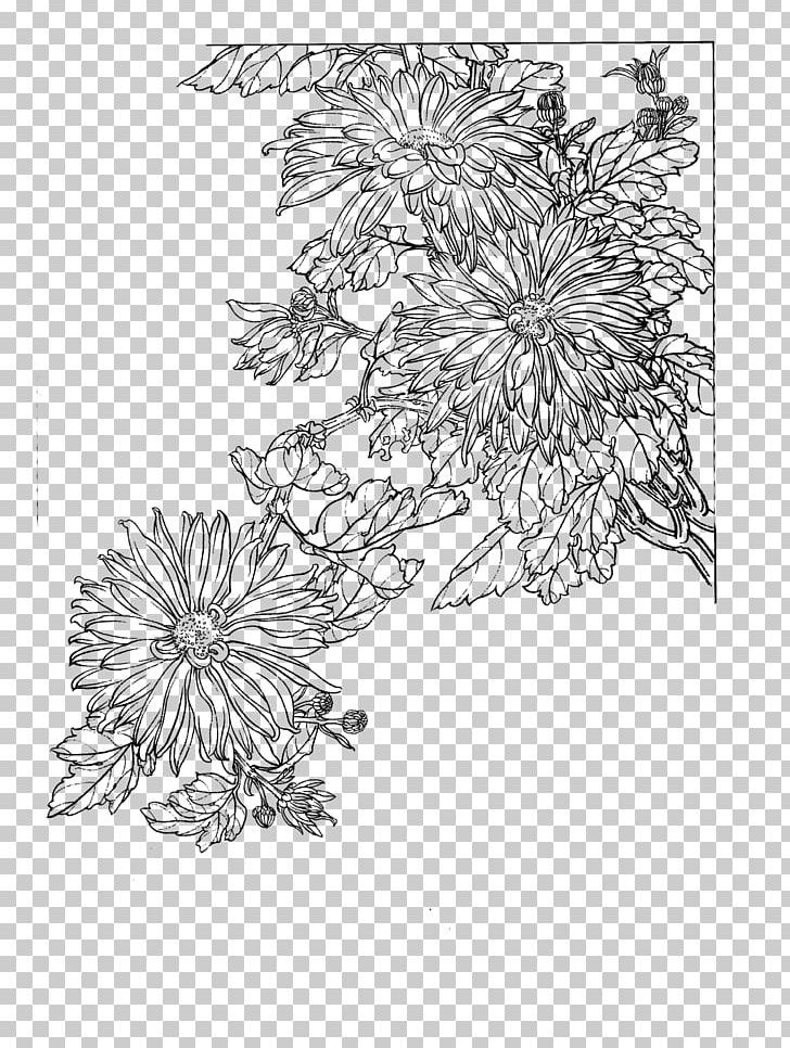 Gongbi Chrysanthemum Flower Four Gentlemen PNG, Clipart, China, Chrysanthemum Chrysanthemum, Chrysanthemums, Line Drawing, Material Free PNG Download