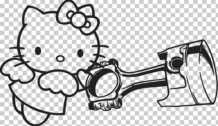 Hello Kitty Sticker Drawing Decal PNG, Clipart, Angle, Area, Auto Part, Black And White, Cartoon Free PNG Download