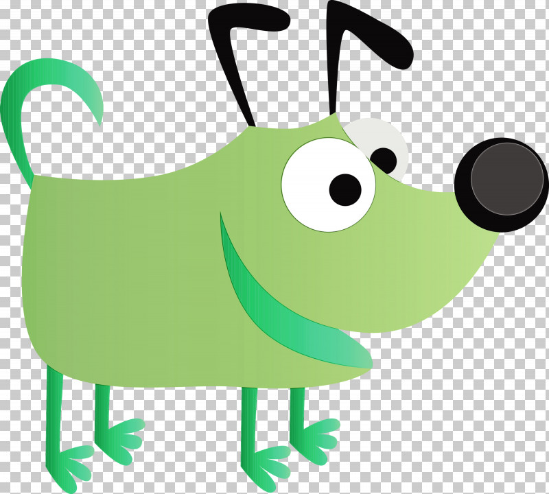 Green Cartoon PNG, Clipart, Cartoon, Cute Cartoon Dog, Green, Paint, Watercolor Free PNG Download