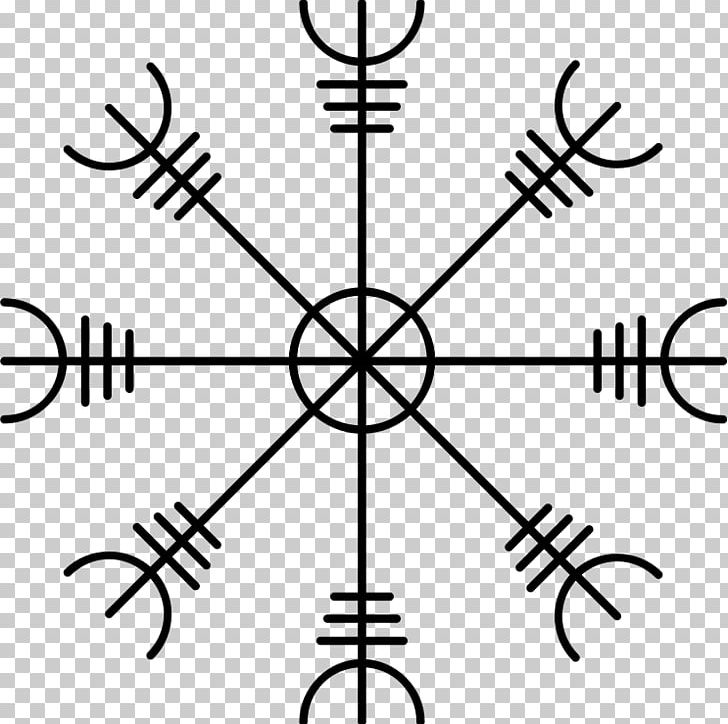 Tattoo Viking Icelandic Magical Staves Helm Of Awe Symbol PNG, Clipart, Aegishjalmur, Angle, Black And White, Circle, Diagram Free PNG Download