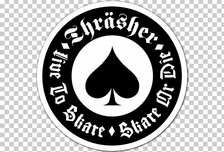 Thrasher Skateboarding T-shirt PNG, Clipart, Area, Black And White, Brand, Decal, Label Free PNG Download