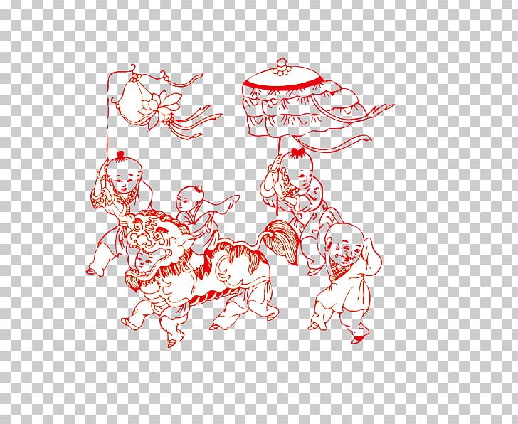 Paper Lion Dance Chinese New Year PNG, Clipart, Art, Chine, Chinese, Chinese Border, Chinese Paper Cutting Free PNG Download
