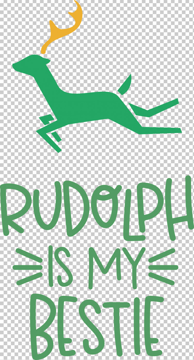 Rudolph Is My Bestie Rudolph Deer PNG, Clipart, Christmas, Deer, Green, Happiness, Leaf Free PNG Download