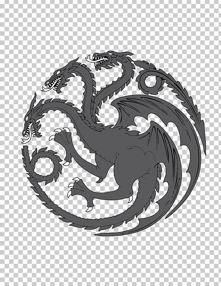 Daenerys Targaryen House Targaryen House Baratheon Robert Baratheon Decal PNG, Clipart, Black And White, Circle, Daenerys Targaryen, Dragon, Fictional Character Free PNG Download