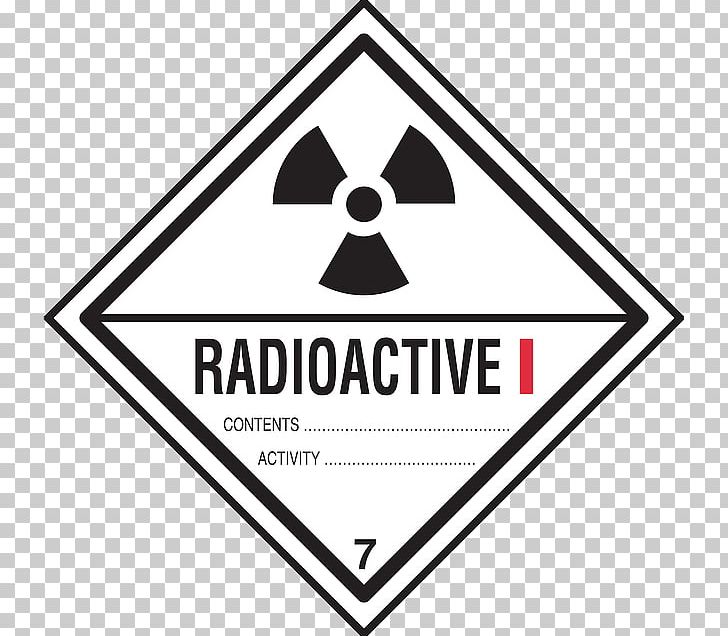 Dangerous Goods HAZMAT Class 7 Radioactive Substances Adhesive Label Transport PNG, Clipart, Angle, Area, Black And White, Brand, Chemical Substance Free PNG Download