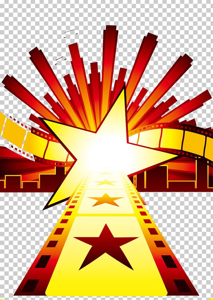 Starlight Road Yellow Star On A Red Background Material PNG, Clipart, Angle, Background, Cartoon, Cinema, Cinematography Free PNG Download