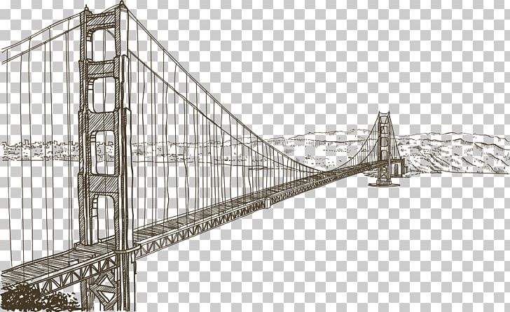 Golden Gate Bridge Statue Of Liberty Drawing PNG, Clipart, Angle, Black And White, Bridge, Bridge Vector, Cross Free PNG Download