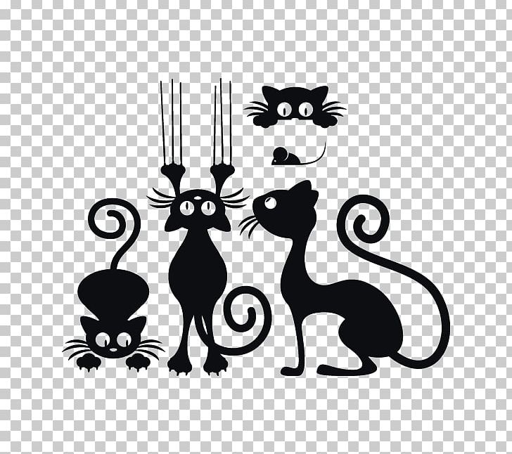 Black Cat Kitten Wall Decal Sticker PNG, Clipart, Animals, Art, Black And White, Black Cat, Carnivoran Free PNG Download