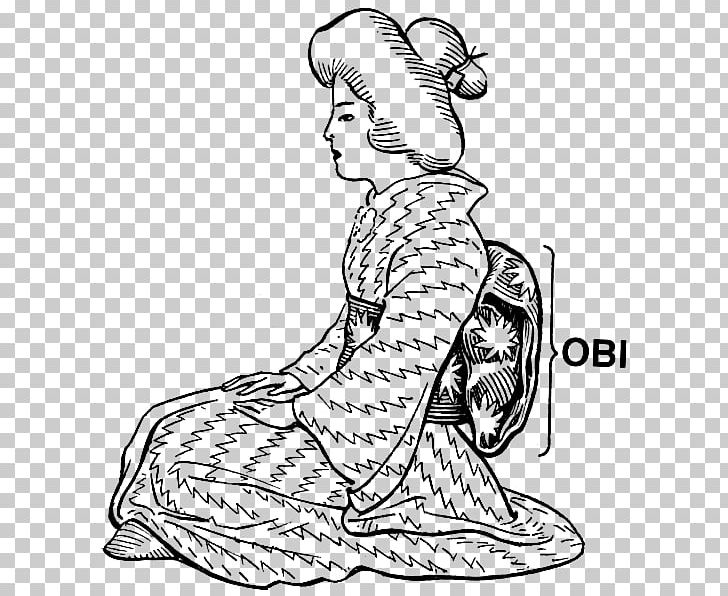 Japan Kimono Coloring Book Obi Drawing PNG, Clipart, Angle, Arm, Artwork, Black And White, Child Free PNG Download