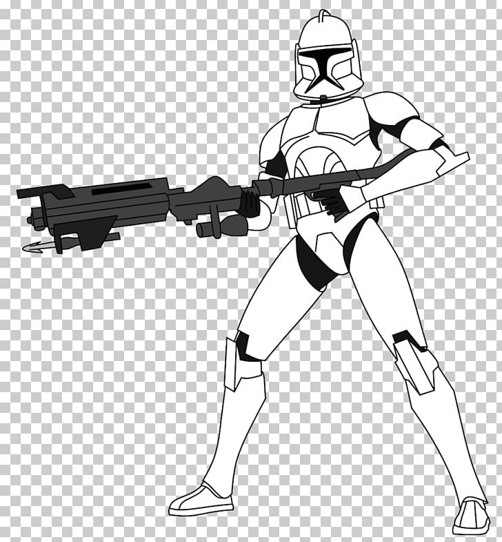 Clone Trooper Line Art Drawing Blaster PNG, Clipart, Angle, Arc Troopers, Arm, Black And White, Blaster Free PNG Download